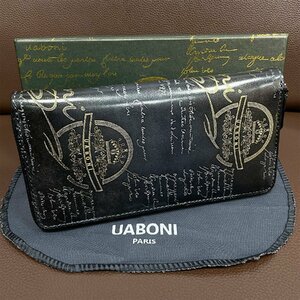 絶賛 定価23万 特注限定品◆UABONI*ユアボニ*ラウンドファスナー長財布*EU製◆カリグラフィー パティーヌ ゴールデン 手染