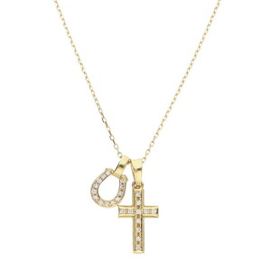 シンパシーオブソウル ネックレス Small Gravithi Cross Necklace w Horseshoe w K18ゴールド ダイヤネックレス 中古 BS99