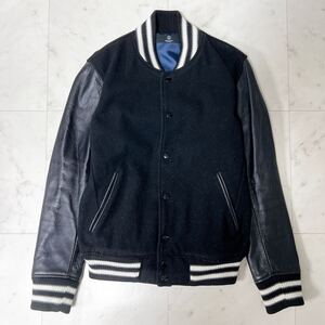 《美品》UNITED ARROWS ユナイテッドアローズ/スタジャン スタジアムジャンパー ブルゾン/袖レザー 本革 牛革/黒 ブラック メンズ M