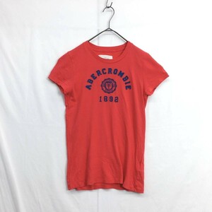 EZ3206●abercrombie&fitch Tシャツ●M●レッド～ピンク系 アバクロンビー＆フィッチ