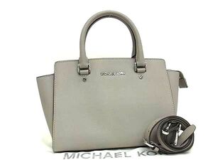 1円 ■美品■ MICHAEL KORS マイケルコース レザー 2WAY クロスボディ ショルダー トート ハンドバッグ 斜め掛け グレージュ系 FF3147