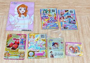 アイカツ 紙類7点セット パジャマ 大空あかり アニメイト限定 ブロマイド 非売品 アイカツスターズ レインボー カード オリジナルシール