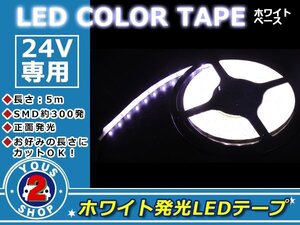 高精度！軟式 24V LEDテープ 300連 5m 防水 クリアホワイト