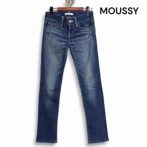 MOUSSY マウジー USED加工 ナイロンフィット♪ ストレッチ スキニー デニム パンツ ジーンズ Sz.24　レディース 日本製　K4B00747_8#R