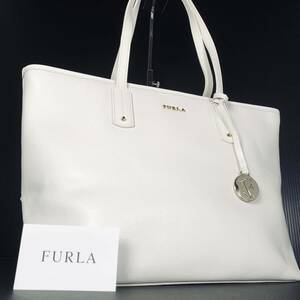 1円～【 新品未使用 保存袋付き 】フルラ FURLA ハンドバッグ トートバッグ ビジネスバッグ レザー メンズ レディース ホワイト A4 大容量