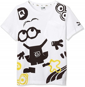 プーマ ミニオンズ コラボ キッズ 半袖Tシャツ 128 ホワイト 白 Minions 子供用 キッズ ジュニア 男女兼用