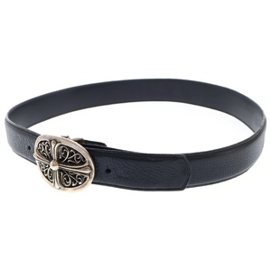 CHROME HEARTS クロムハーツ OVAL CROSS STRAP1.5 オーバルクロス バックル 1.5inch レザーベルト ブラック/シルバー