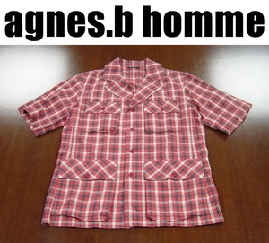 agnes.b homme アニエスベーオム半袖ジャケット/agnis.ｂ/チェック柄/サイズ４０