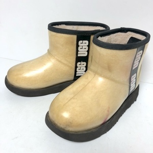 二点落札で送料無料！ 2A48 UGG アグ クラシック クリア ミニ レインブーツ ムートンブーツ 19.5㎝ キッズ ジュニア ショートボア ベージュ