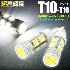 【ネコポス送料無料】ナンバー灯 バックランプ T10/T16 LED HPW 8SMD 【2本セット】ワゴンR MH11S MH21S/22S/23S/MA34/64S