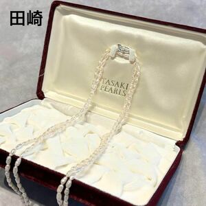 美品 TASAKI タサキ 田崎真珠 ベビーパール ロングネックレス 二連 120cm 本真珠 アクセサリー 保存箱付き