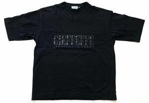 イタリア製 ジャンフランコフェレ ビッグロゴ デカロゴ Tシャツ　　ブラック×ブラック GIEFFEFFE GIANFRANCO FERRE MADE IN ITALY 柳7376