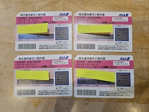 【送料無料】ANA　株主優待券4枚　2024.6.1～2025.5.31