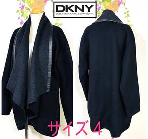 DKNY DONNA KARAN NEW YORK　ダナ キャラン ニューヨーク　トッパー　ドレープ　コート　ブラック　サイズ4