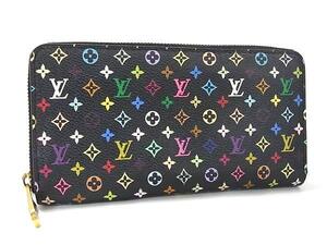 1円 LOUIS VUITTON ヴィトン M60050 モノグラムマルチカラー ジッピーウォレット ラウンドファスナー 長財布 ノワール ブラック系 FH3390