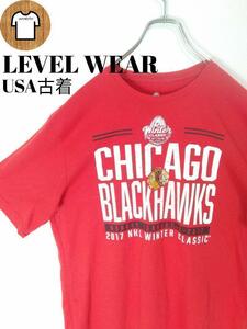 【LEVEL WEAR海外古着 Tシャツ M アメカジ シカゴブラック A87 ビッグロゴ デカロゴ