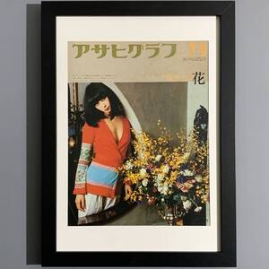 ■山口小夜子■『アサヒグラフ』1974年2月8日号 「花」をテーマにベッツィ・ジョンソンの服を着た小夜子/B5額装品/復刻版/貴重写真 G1918