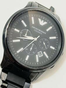 動作未確認　EMPORIO ARMANI エンポリオ　アルマーニ　AR-1451 ブラックダイヤル メンズ　腕時計 クロノグラフ