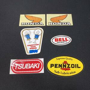 未使用保管品　ステッカー6枚セット　HONDA ホンダ　SW BELL TSUBAKI PENNZOIL 当時物　レトロ　シール　デカール　k25-247