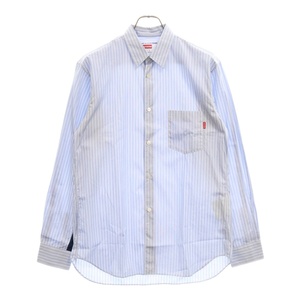 シュプリーム 12SS ×COMME des GARCONS SHIRT STRIPE GUEST SHIRTS ×コムデギャルソン ストライプゲスト長袖シャツ ブルー/レッド