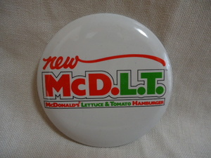 即決　ＵＳ　Ｍｃ　1990年代製　New Mc D.L.T.　レタス＆トマト　ハンバーガー　スタッフ　缶バッチ