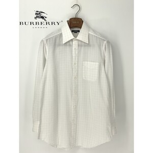 A9717/春夏 BURBERRY LONDON バーバリーロンドン コットン チェック 長袖ドレス カッター Yシャツ 41-84 L程 白 メンズ スーツ用 ビジネス