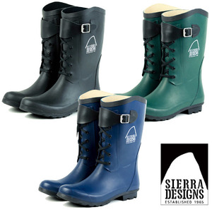 ▲SIERRA DESIGNS シエラデザインズ レースアップレインブーツ 長靴 ゴム長 SD2005 グリーン Green 緑 LL (0910010351-gr-LL)