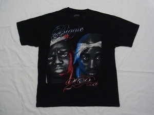 ☆ 2PAC & The Notorious B.I.G. ノトーリアス ビギー 大判 プリント Tシャツ sizeXL 黒 ☆USA古着 HIP HOP RAP TEES 90s OLD ビンテージ