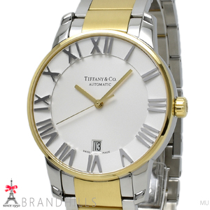 ティファニー 腕時計 メンズ アトラス ドーム 自動巻き SS YG ホワイト文字盤 Z1800.68.15A21A00A Tiffany&Co 未使用品