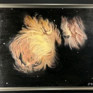 真作■油彩■潮恒郎■『COSMOGENESIS I（ CORION NEBULA）』■20F大型ユニークな逸品■額付絵画　2ｃ