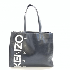 KENZO ケンゾー トートバッグ ショルダーバッグ 肩掛け レザー ブラック ホワイト ロゴ マグネット開閉 メンズ 管理HS39609