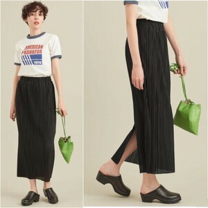 2022SS★美品★BEAUTY & YOUTH UNITEDARROWS プリーツバックスリットスカート 定価9,900円 黒 ブラック 春 夏 ビューティー&ユース