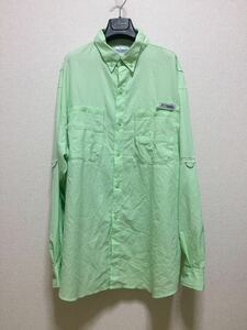 Columbia PFG コロンビア フィッシングシャツ 長袖シャツ マルチポケット OMNI-SHADE 緑系 XXL