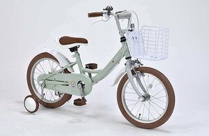 送料無料 子ども用 公園デビュー 自転車 バスケット ベル 補助輪付き 16インチ 適応身長100cm以上 キッズサイクル ミントカラー 新品