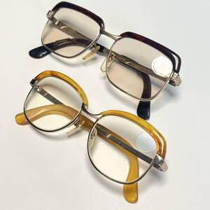 ◆本べっ甲 鼈甲 ヴィンテージ 眼鏡フレーム 2本まとめ売り 12金張り eyewear アイウェア 昭和 レトロ ベッコウ 白甲 ジャンク メガネ