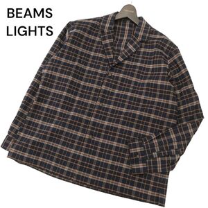 BEAMS LIGHTS ビームス ライツ 通年 オーバーサイズ★ 長袖 ラペルド チェック シャツ ブルゾン Sz.M　メンズ ネイビー　C4T07013_7#C