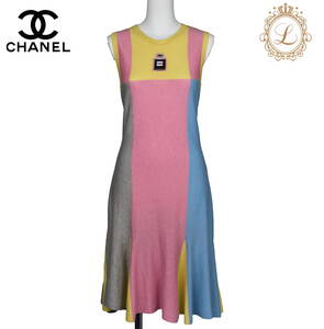 【返品可】CHANEL シャネル ロゴ ワッペン ワンピース トップス Tシャツ スカート 36 マルチカラー ブランド アパレル 中古 中古品-非常