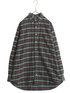 90s BIG SHIRT ラルフローレン オックスフォード チェック ボタンダウン シャツ メンズ L 古着 90年代 オールド ポロ 長袖シャツ BDシャツ