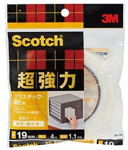 3M 両面テープ 超強力 プラスチック 塩ビ 用 幅19mm 長さ4ｍ スコッチ SPL-19R セミロング