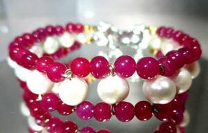 VictorianRoundNaturalRubyStoneAccentBracelet