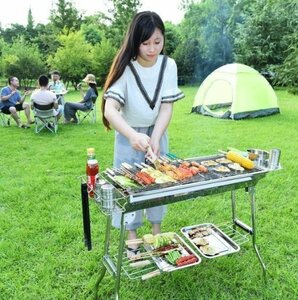 BBQコンロ 折りたたみ バーベキューツール ステンレス鋼 炭グリルポータブル 屋外