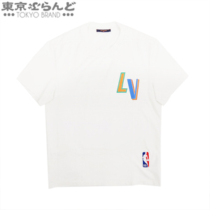 101684736 ルイヴィトン NBA フロント&バック レタープリント Tシャツ 1A8X8R ホワイトxマルチカラー コットン XL 半袖Ｔシャツ メンズ