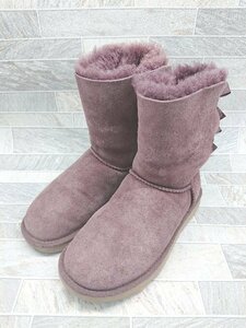 ■ UGG Australia アグ オーストラリア Bailey Bow ショート ムートンブーツ サイズ24.0cm パープル系 レディース P