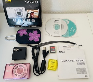 【美品】NIKON COOLPIX S6600 シルキーピンク コンパクトデジタルカメラ　