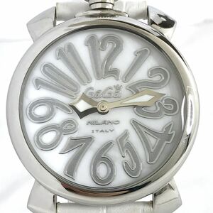 美品 GaGaMILANO ガガミラノ MANUALE マニュアーレ マヌアーレ 40 腕時計 5020.8 クオーツ ホワイト シルバー 電池交換済み 動作確認済み