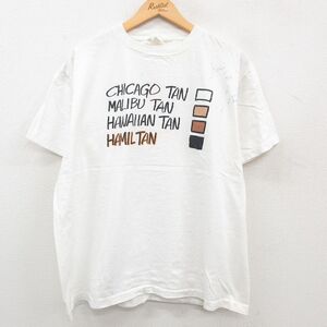 XL/古着 半袖 ビンテージ Tシャツ メンズ 90s シカゴ ジョージハミルトン サイン入り 大きいサイズ コットン クルーネック 白 ホワイト