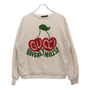 GUCCI グッチ 20AW Beverly Hills Cherry チェリープリントオーバーサイズスウェットトレーナー 631695 XJCRT ホワイト