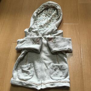 Biquette Club 95小花柄 長袖ジップアップパーカー ビケットクラブ キムラタン ベージュ 秋 冬服 女の子95 パーカー 現状品 210円発送！