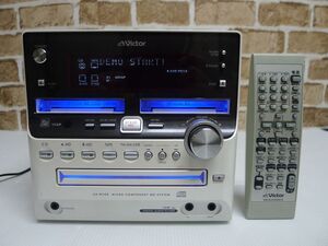 ｇ★708 Victor/ビクター UX-W500-W/ CD/ダブルMD/カセットコンポ/リモコン付き/通電確認済/100