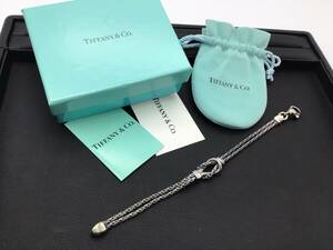 8224■Tiffany&Co. ティファニー ヴィンテージ センターノットダブルロープ SV925 ブレスレット アクセサリー シルバー ファッション 箱有